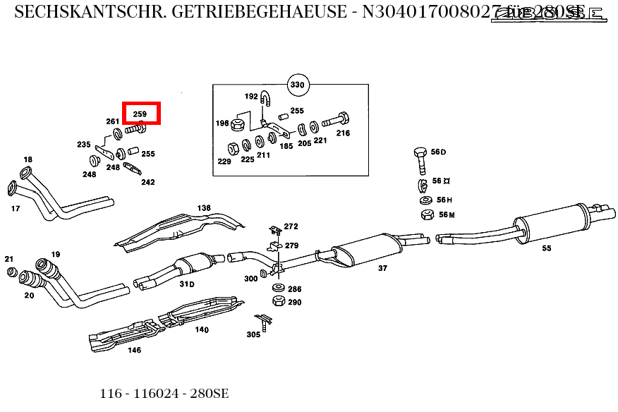 Sechskantschraube GETRIEBEGEHAEUSE 280SE 116
