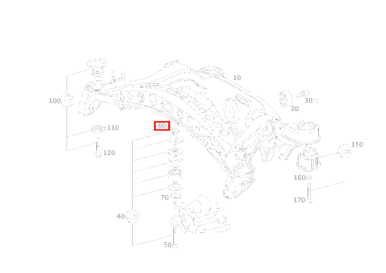 Sechskantmutter ACHSGEHAEUSE AN HINTERACHSTRAEGER; M10 E 55 T AMG 210