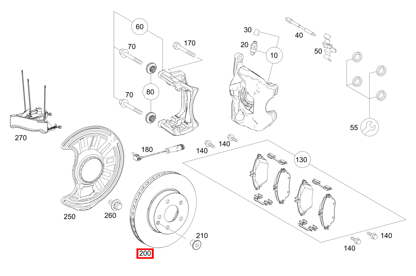 Bremsscheibe belüftet Vorn rechts A250 Sport 176