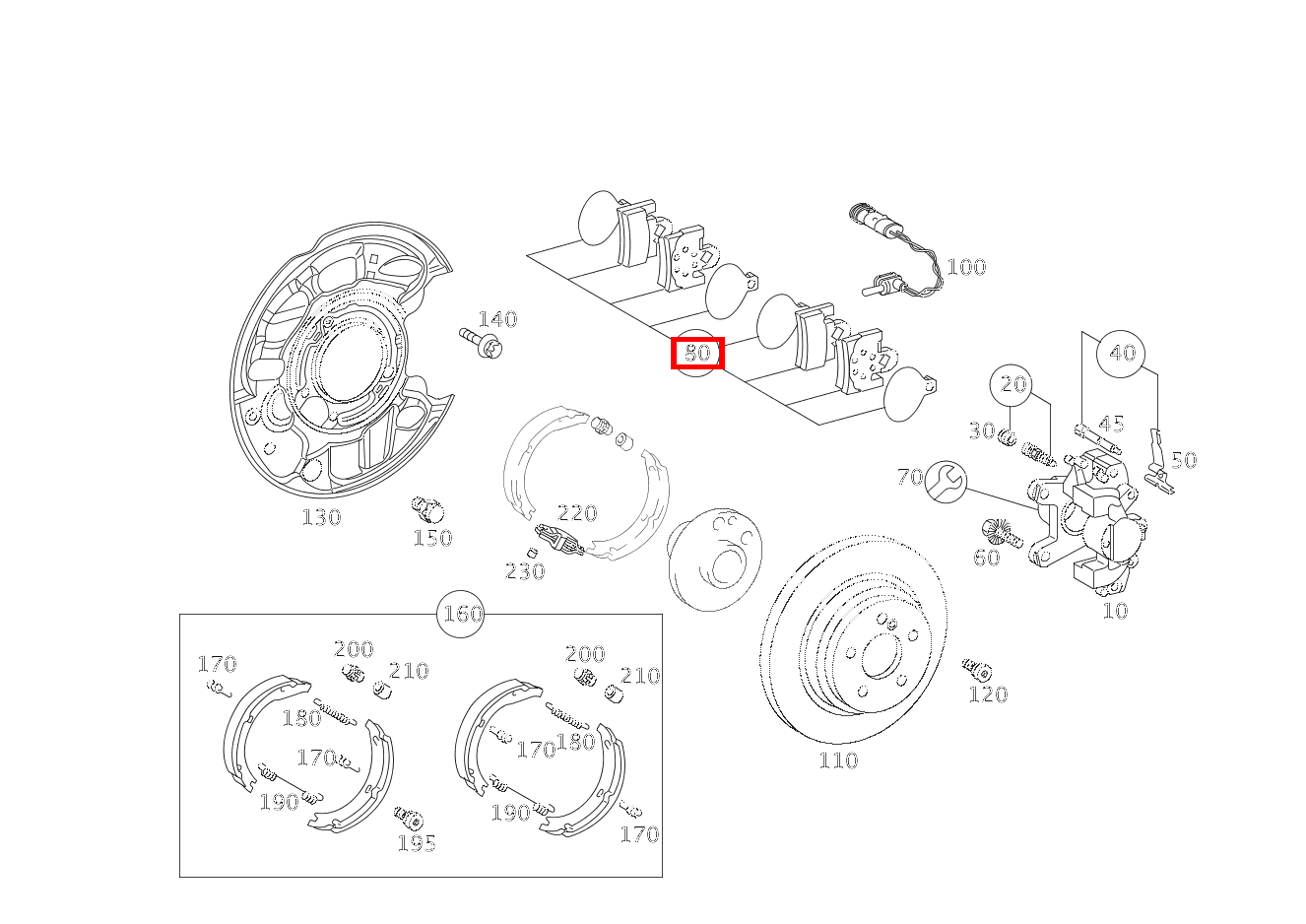 Teilesatz Bremsklotz Teilesatz SLK 350 Roadster Sportmotor 171