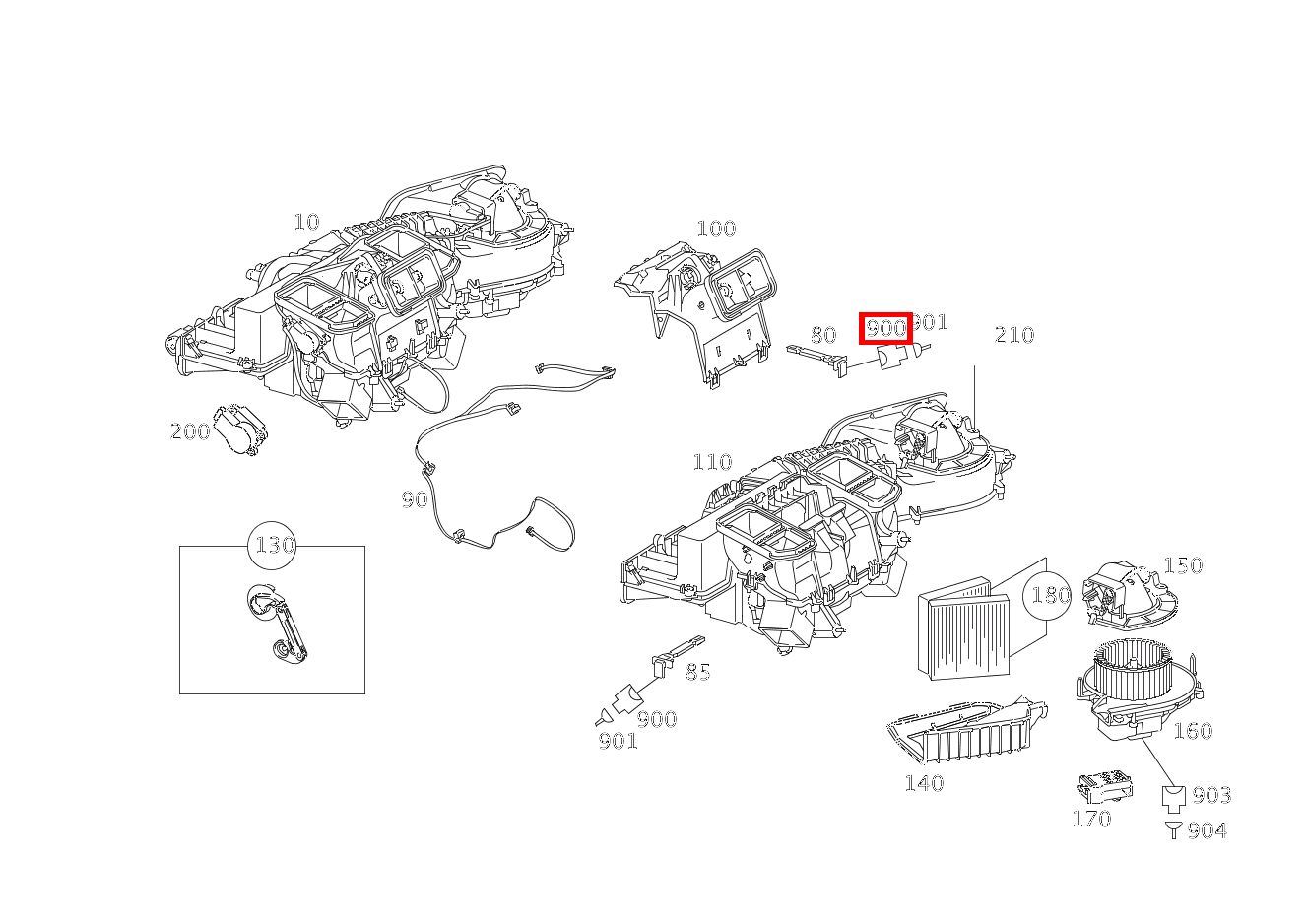 Steckhülsengehäuse TEMPERATURFUEHLER VERDAMPFER B10/6; 2-PIN MQS SLK 55 AMG Roadster 171