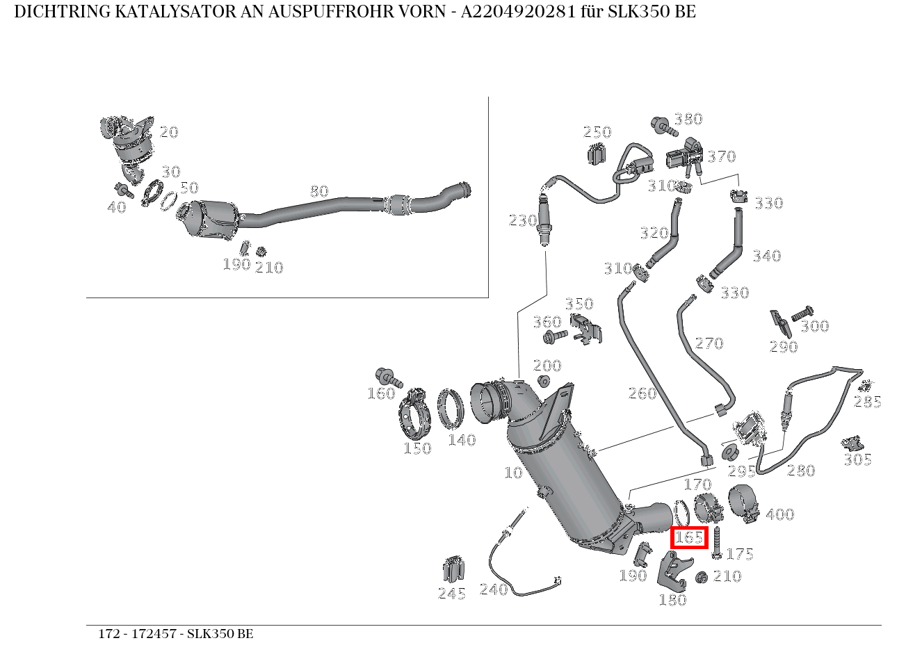 Dichtring KATALYSATOR AN AUSPUFFROHR VORN SLK350 BE 172