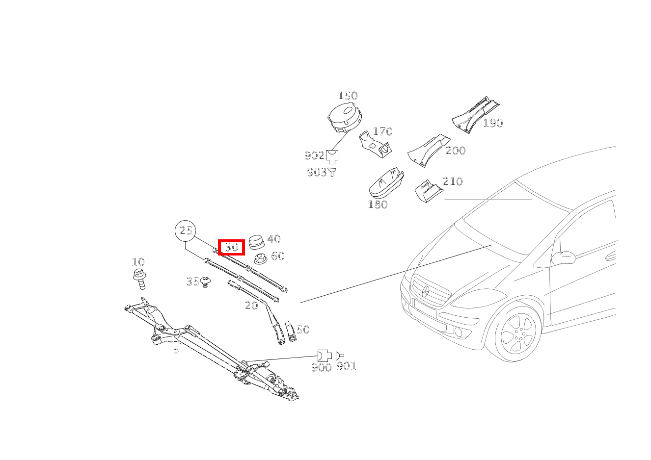 Wischerblatt LINKS smart fortwo cabrio 52 kW 169 Wischerblatt LINKS smart fortwo cabrio 52 kW 169