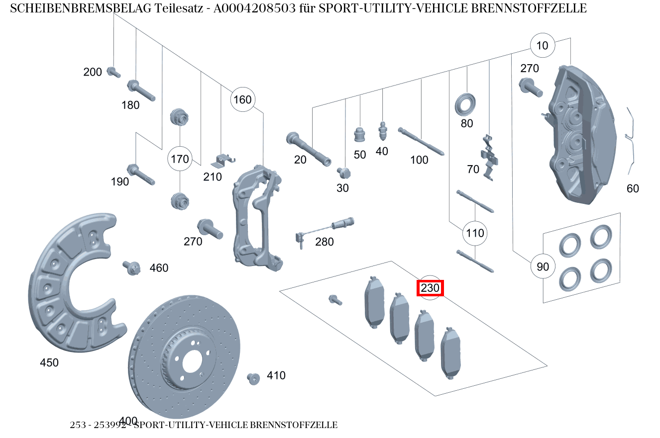 Scheibenbremsbelag Teilesatz SPORT-UTILITY-VEHICLE BRENNSTOFFZELLE 253