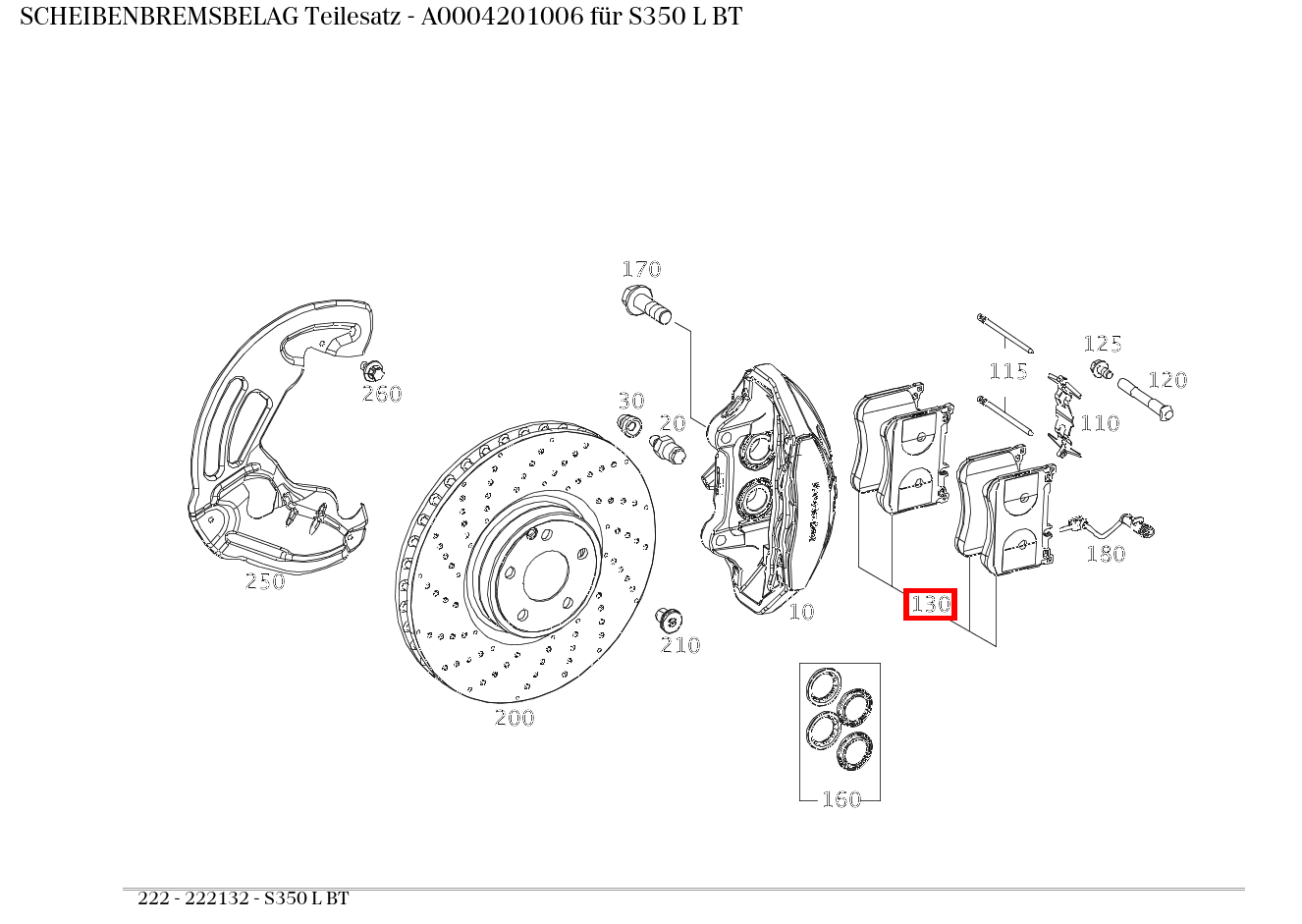 Scheibenbremsbelag Teilesatz S350 L BT 222 Scheibenbremsbelag Teilesatz S350 L BT 222
