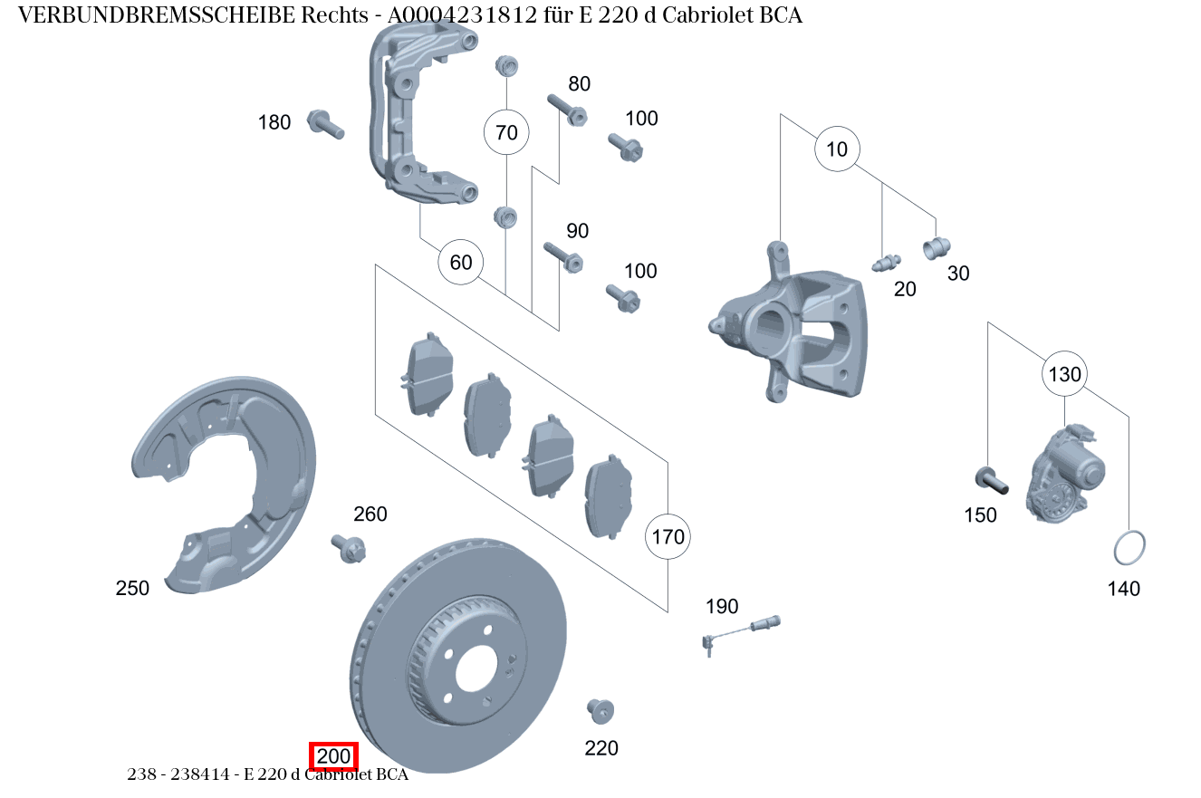 Verbundbremsscheibe Rechts E 220 d Cabriolet BCA 238 Verbundbremsscheibe Rechts E 220 d Cabriolet BCA 238