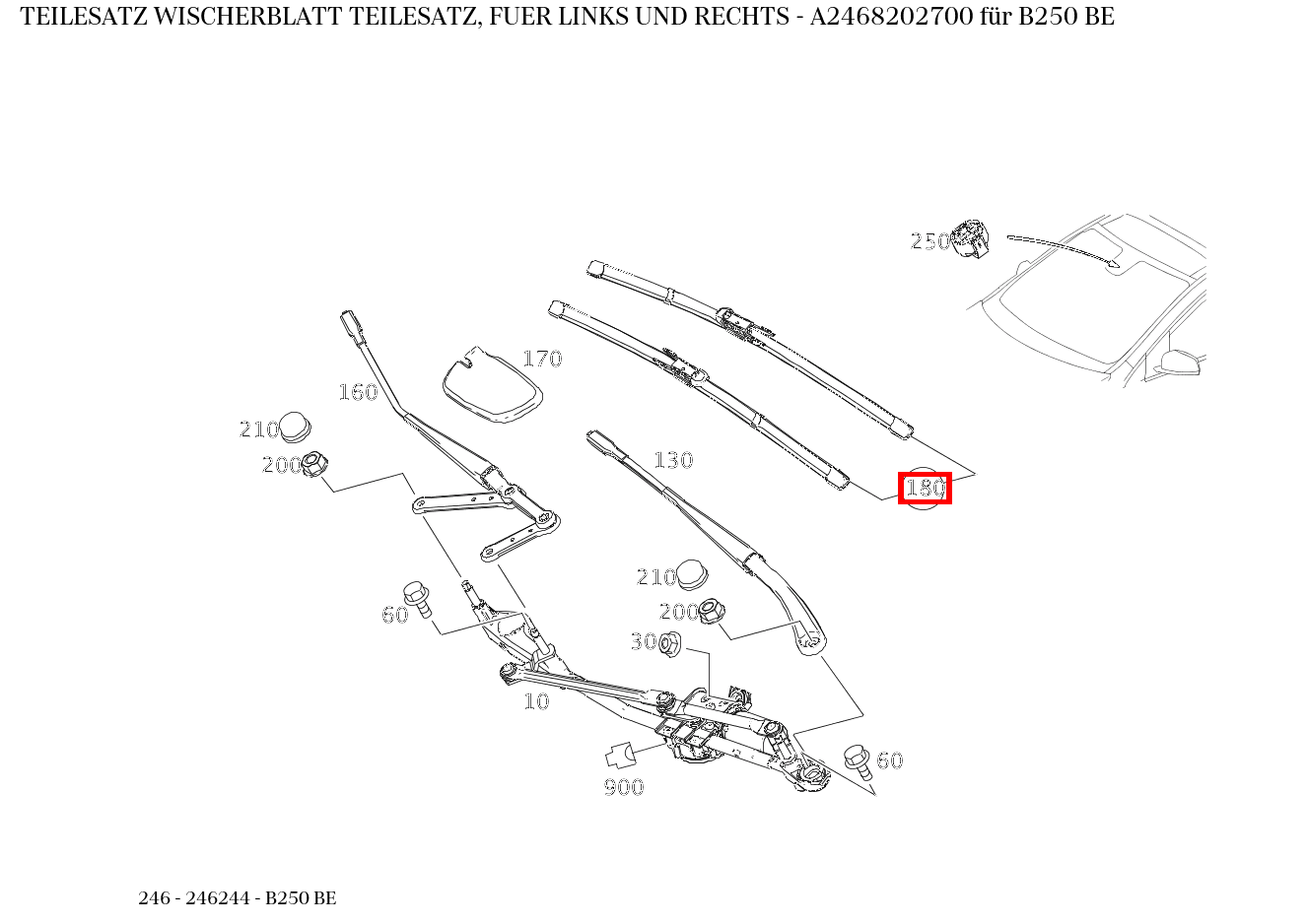Teilesatz Wischerblatt TEILESATZ, FUER LINKS UND RECHTS B250 BE 246