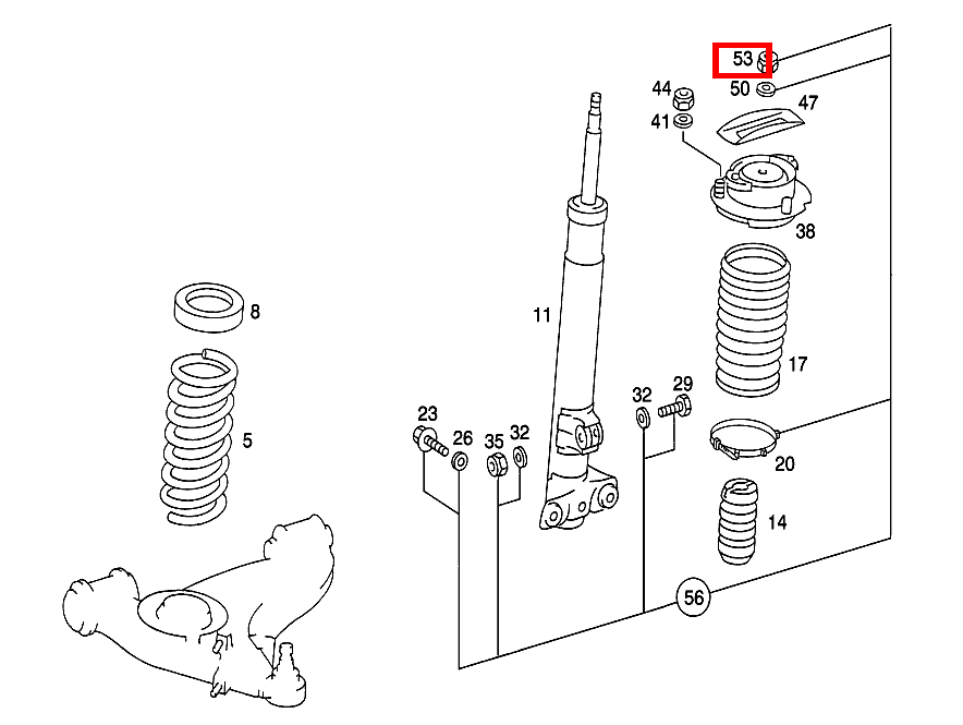 Sechskantmutter STOSSDAEMPFER AN RAHMEN; M14X1.5 190 D 2.5 Turbo 201 Sechskantmutter STOSSDAEMPFER AN RAHMEN; M14X1.5 190 D 2.5 Turbo 201