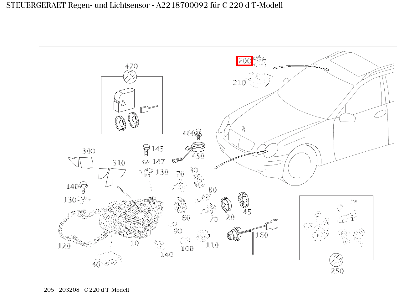 STEUERGERAET Regen- und Lichtsensor C 220 d T-Modell 205