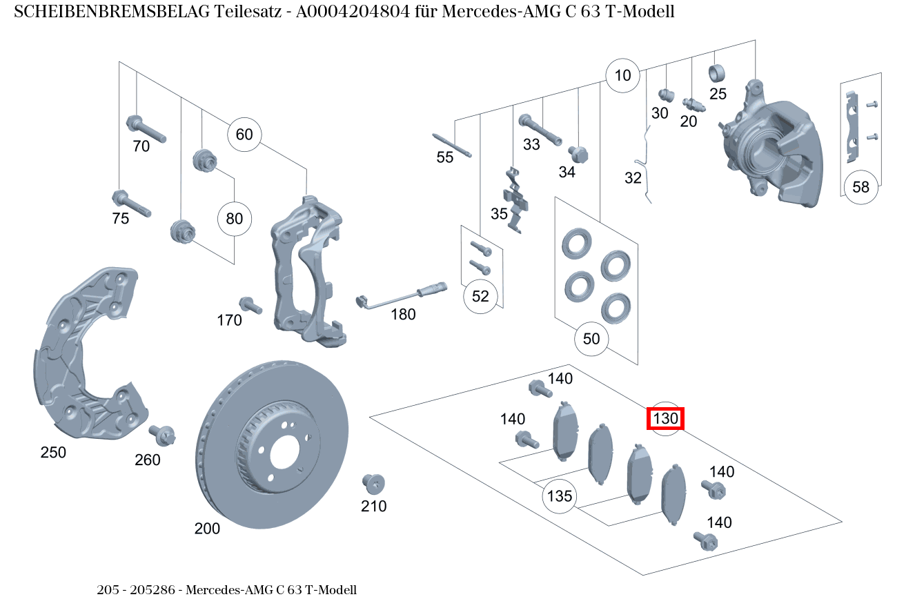Scheibenbremsbelag Teilesatz Mercedes-AMG C 63 T-Modell 205 Scheibenbremsbelag Teilesatz Mercedes-AMG C 63 T-Modell 205