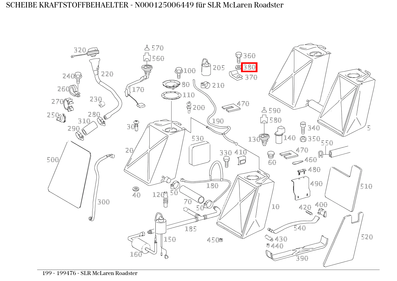 Scheibe KRAFTSTOFFBEHAELTER SLR McLaren Roadster 199