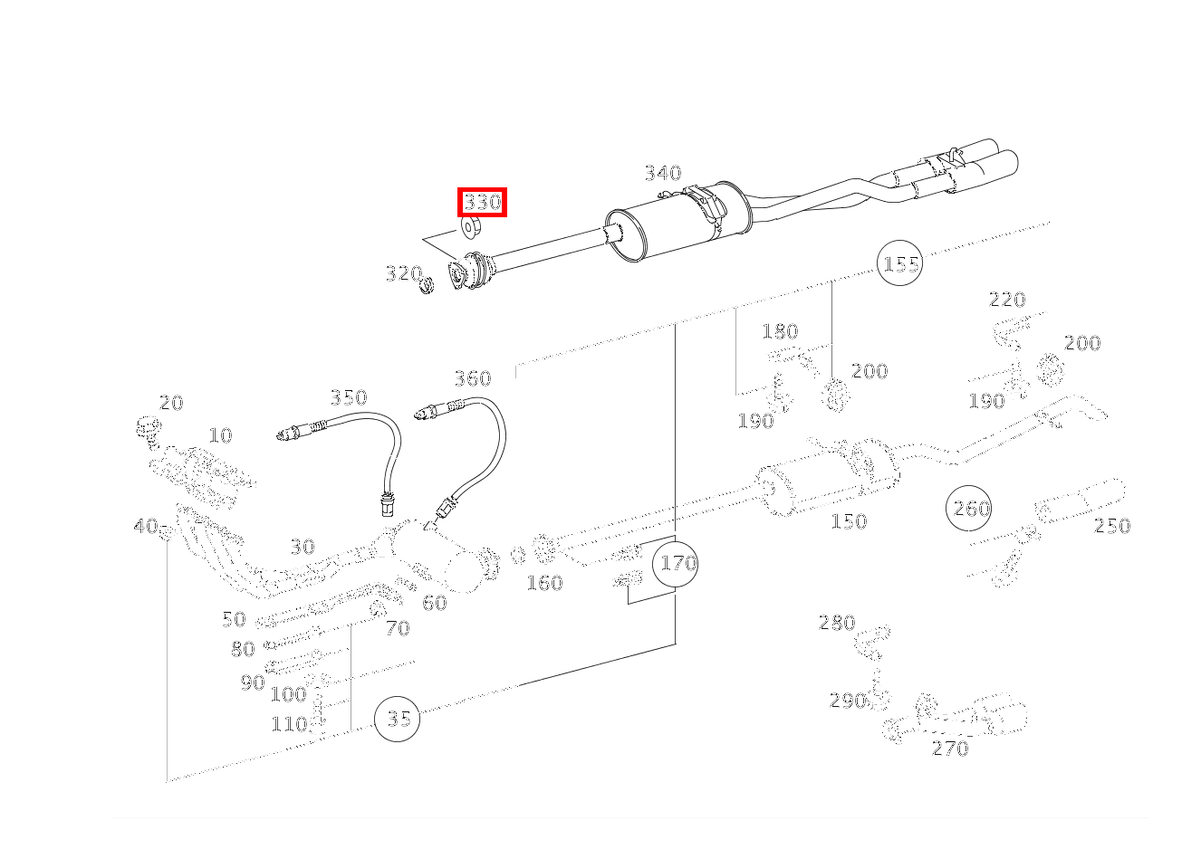 Sechskantmutter SCHALLDAEMPFER VORN AN SCHALLDAEMPFER HINTEN; M8 A 210 L EVOLUTION 168
