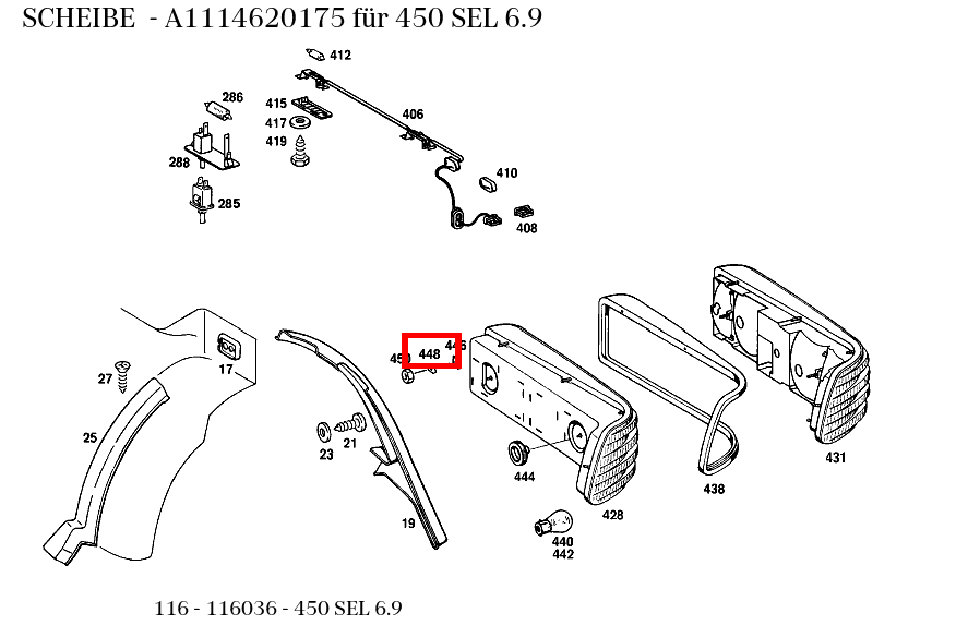 Scheibe 450 SEL 6.9 116