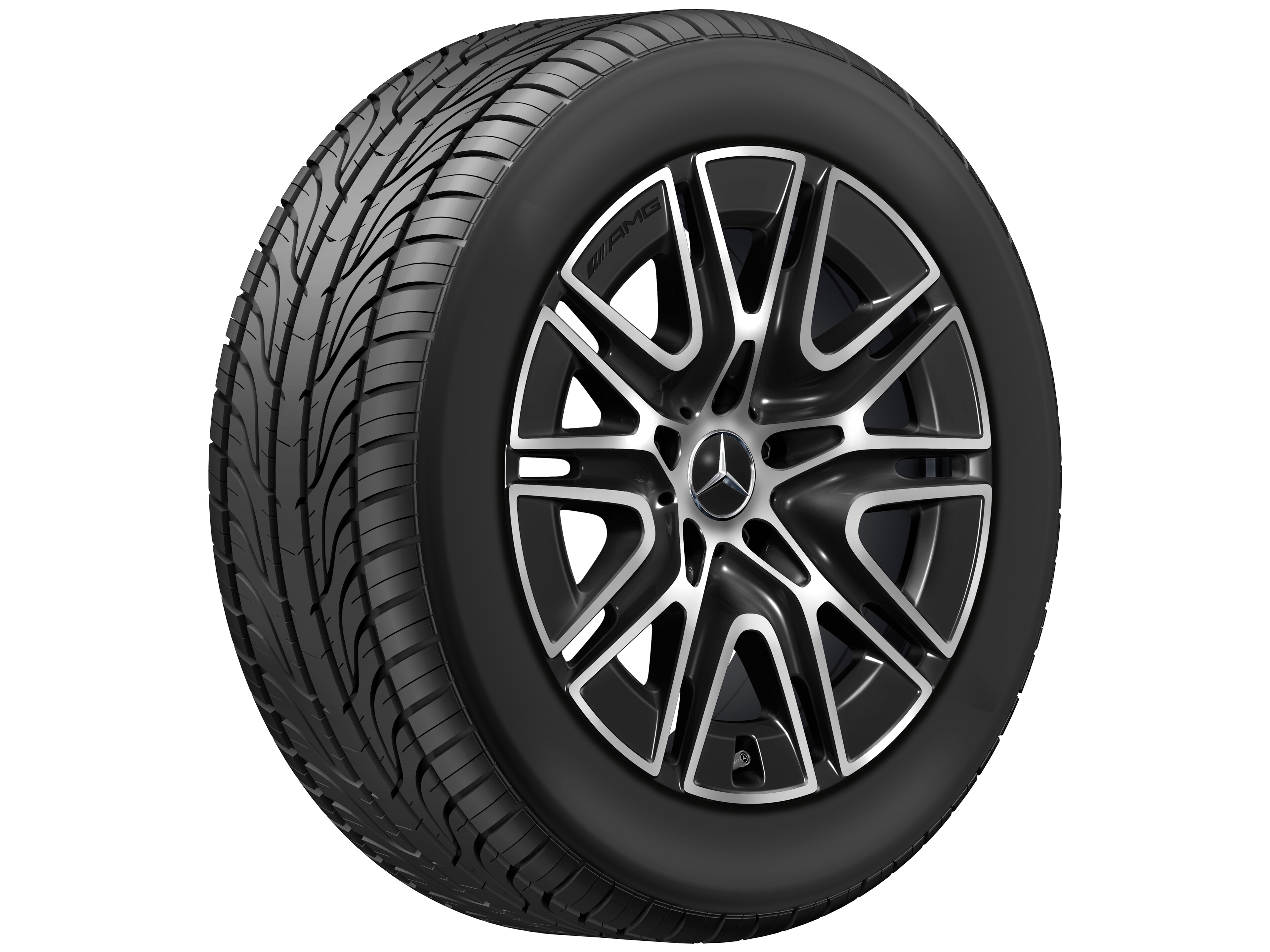 Original AMG 20 Zoll Ganzjahr-Komplettrad AMG 10-Speichen-Rad schwarz glanzgedreht, 275/50 R20 113H General Grabber AT3 MO1A