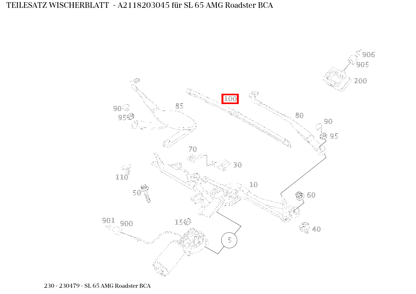 Teilesatz Wischerblatt SL 65 AMG Roadster BCA 230