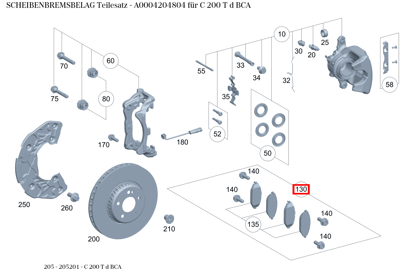 Scheibenbremsbelag Teilesatz C 200 T d BCA 205 Scheibenbremsbelag Teilesatz C 200 T d BCA 205