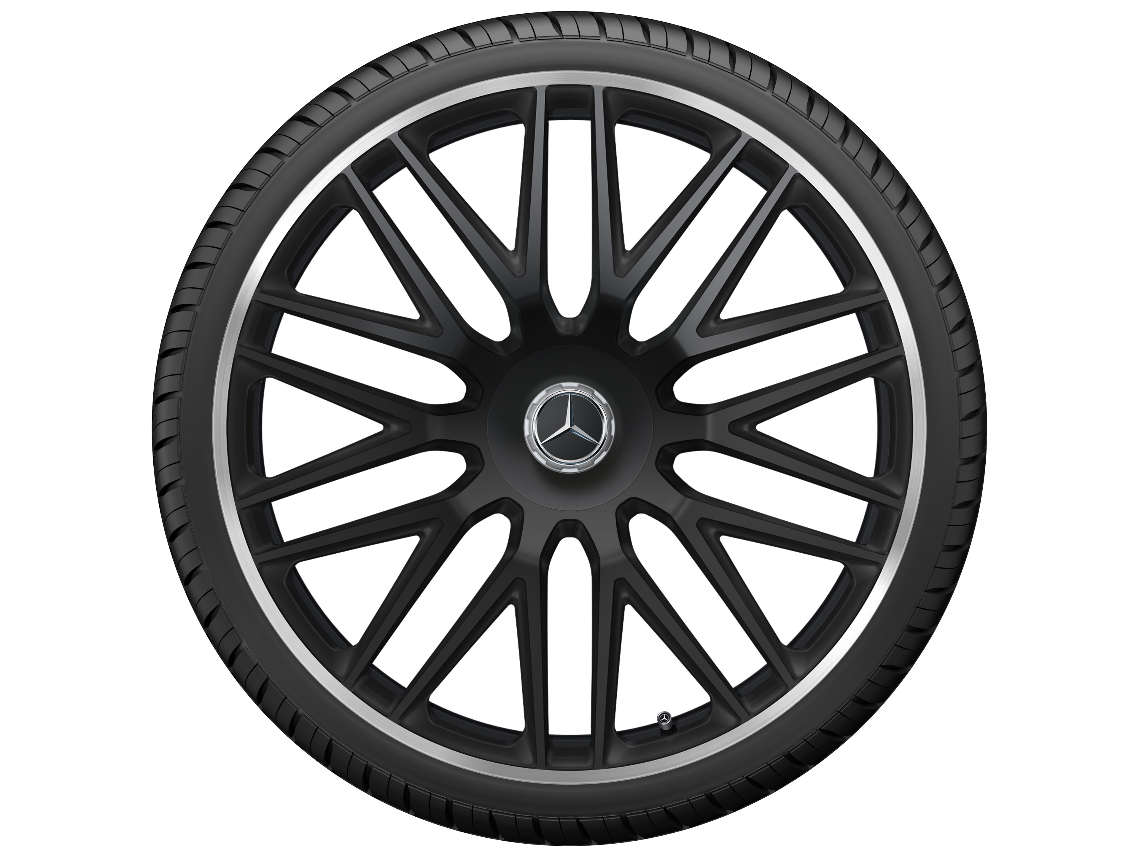 AMG Schmiederad, 23 Zoll, 10 J x 23 ET 45, schwarz matt, Felgenhorn glanzgedreht