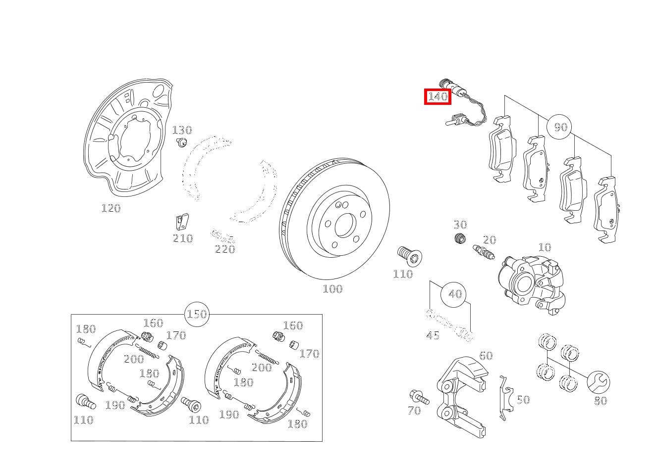 Belagverschleisssensor Bremsbelagverschleißanzeige Hinterachse CL500 4M BE 216