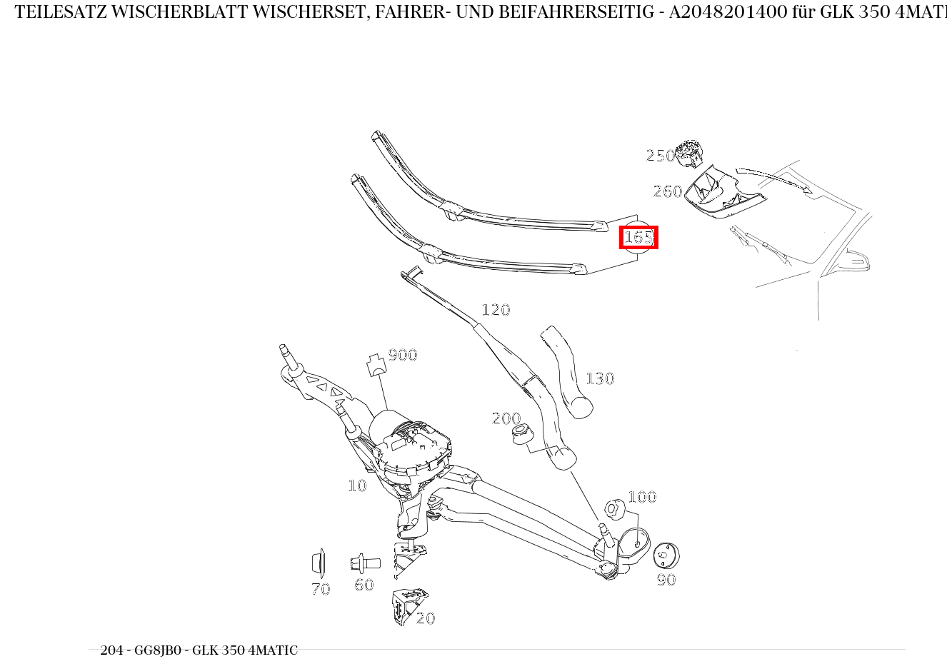 Teilesatz Wischerblatt WISCHERSET, FAHRER- UND BEIFAHRERSEITIG GLK 350 4MATIC 204