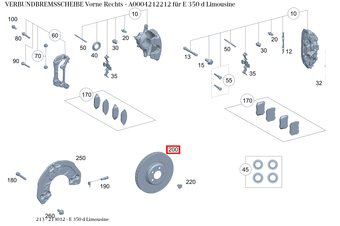 Verbundbremsscheibe Vorne Rechts E 350 d Limousine 213 Verbundbremsscheibe Vorne Rechts E 350 d Limousine 213
