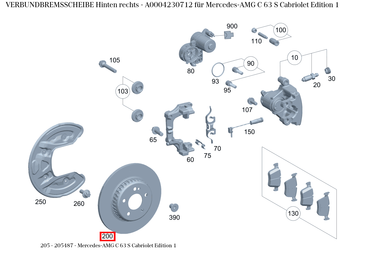 Verbundbremsscheibe Hinten rechts Mercedes-AMG C 63 S Cabriolet Edition 1 205 Verbundbremsscheibe Hinten rechts Mercedes-AMG C 63 S Cabriolet Edition 1 205