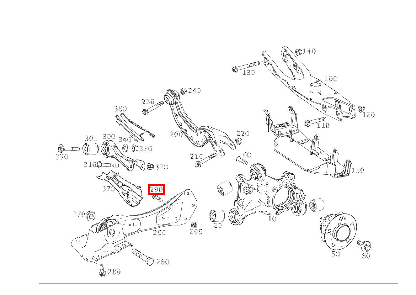 Sechsrundschraube Längslenker an Radträger, rechts; M10X45 220 A 180