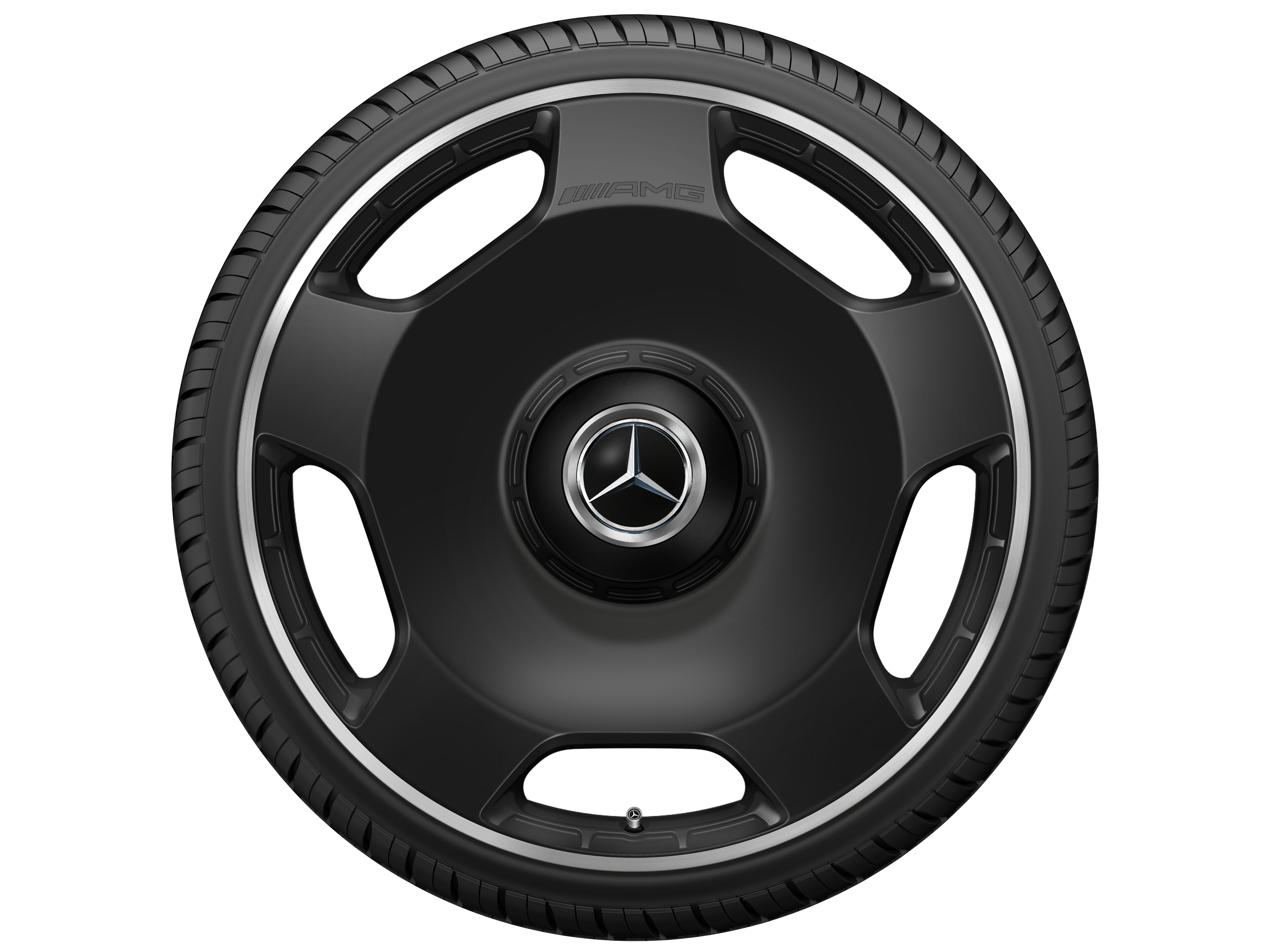 Mercedes-Benz - AMG Schmiederadfelge im 5-Loch Design, 58,4 cm (23 Zoll), Felgenhorn glanzgedreht 10 J x 23 ET 45, schwarz matt