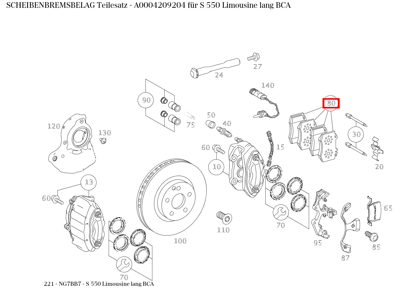 Scheibenbremsbelag Teilesatz S 550 Limousine lang BCA 221 Scheibenbremsbelag Teilesatz S 550 Limousine lang BCA 221
