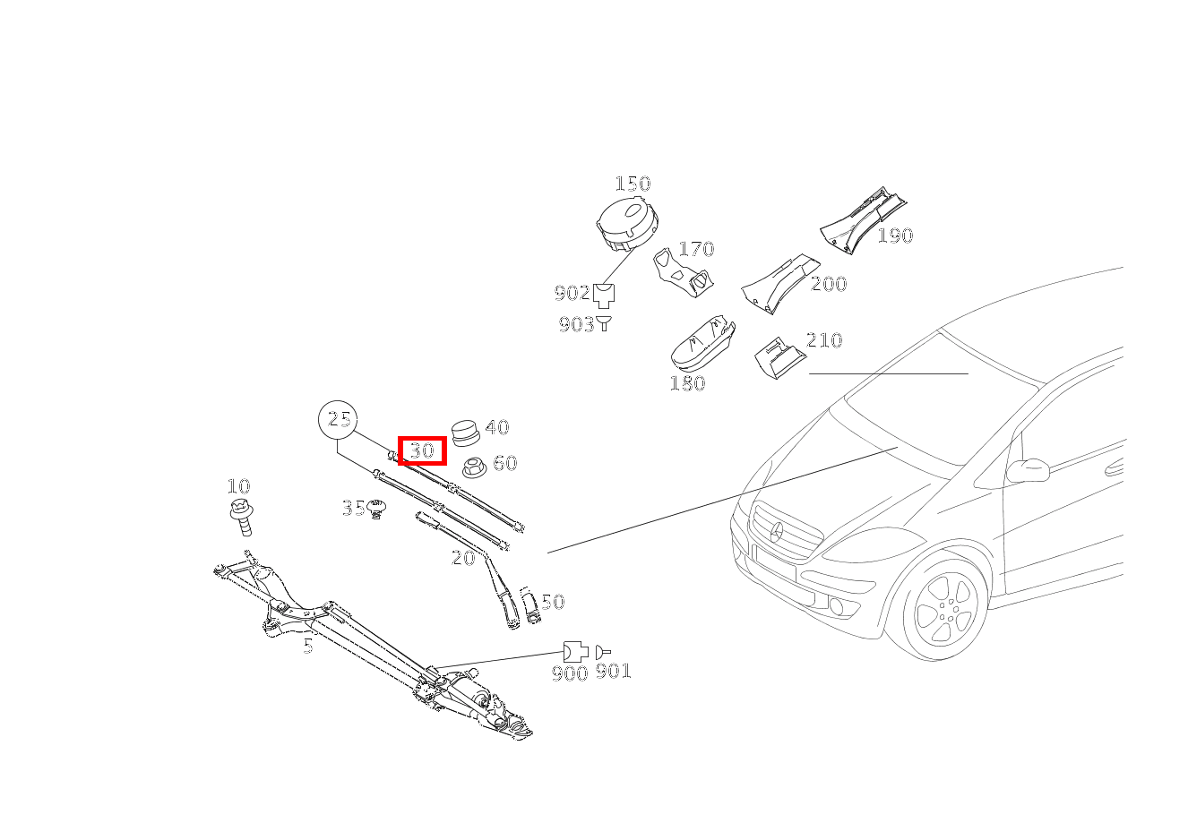 Wischerblatt LINKS A 200 TURBO COUPE 169