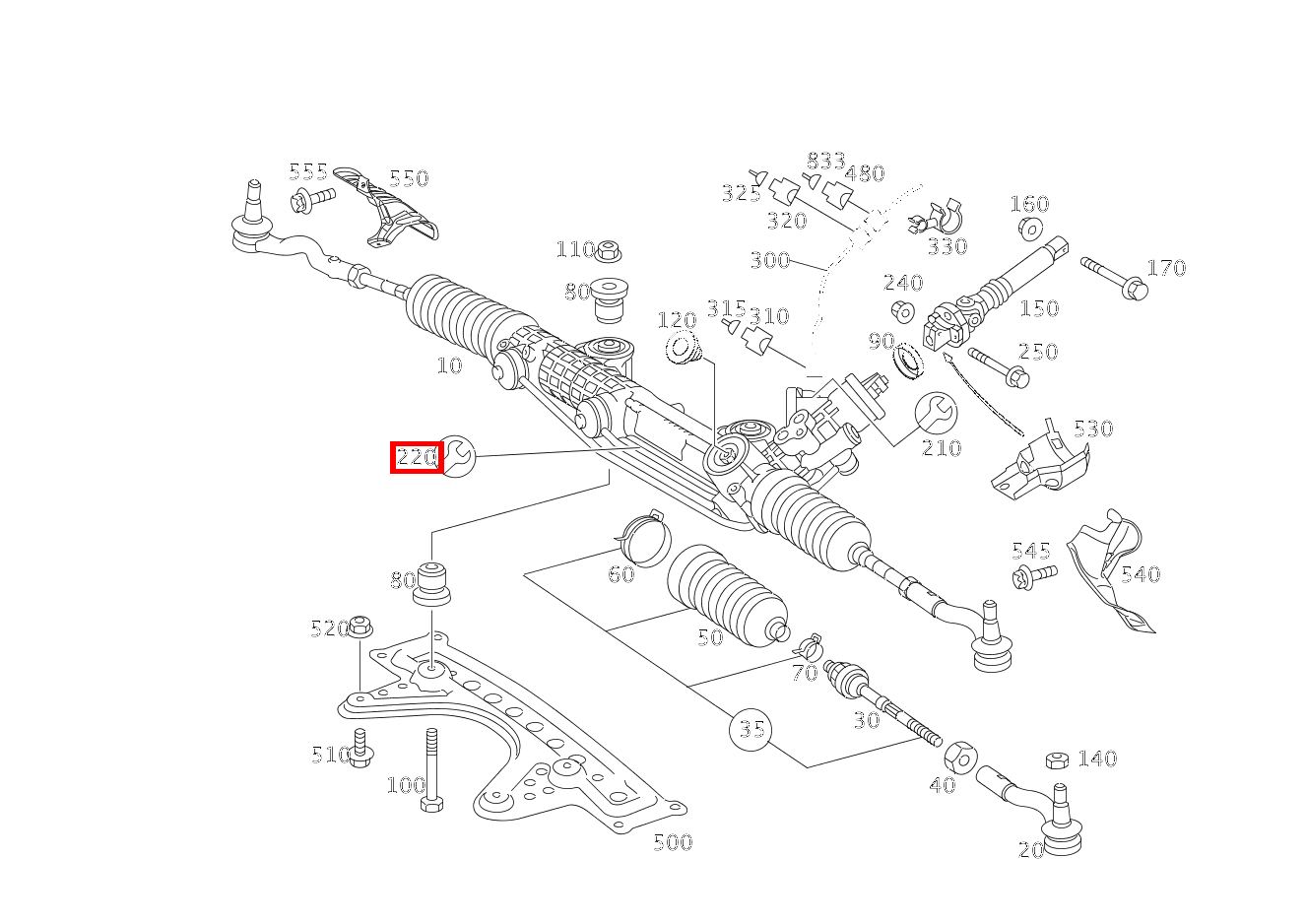 REP.SATZ LENKGETRIEBE FUER OELLEITUNG LANG, MIT O-RINGEN E 220 CDI T-Modell 212