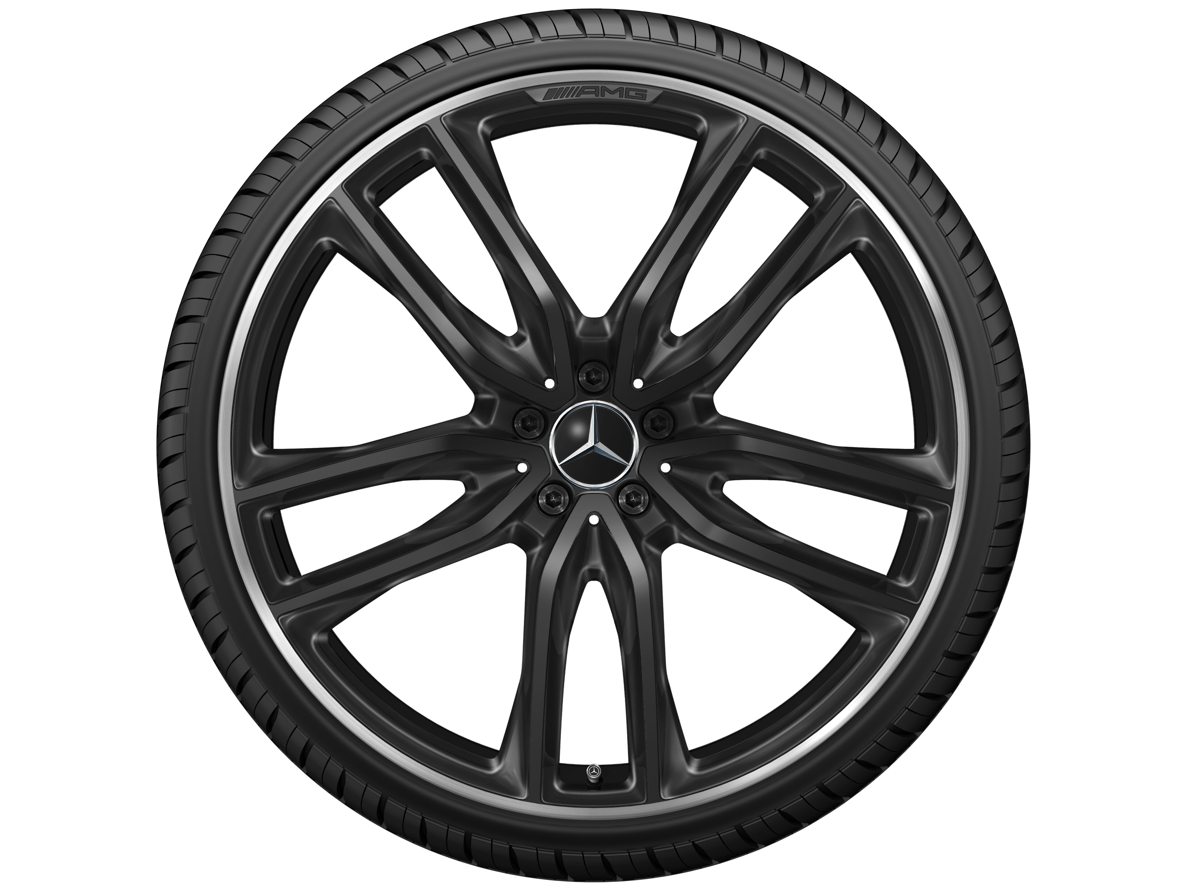 AMG 5-Doppelspeichen-Rad 23 Zoll, 9,5 J x 23 ET 45, schwarz, Felgenhorn glanzgedreht