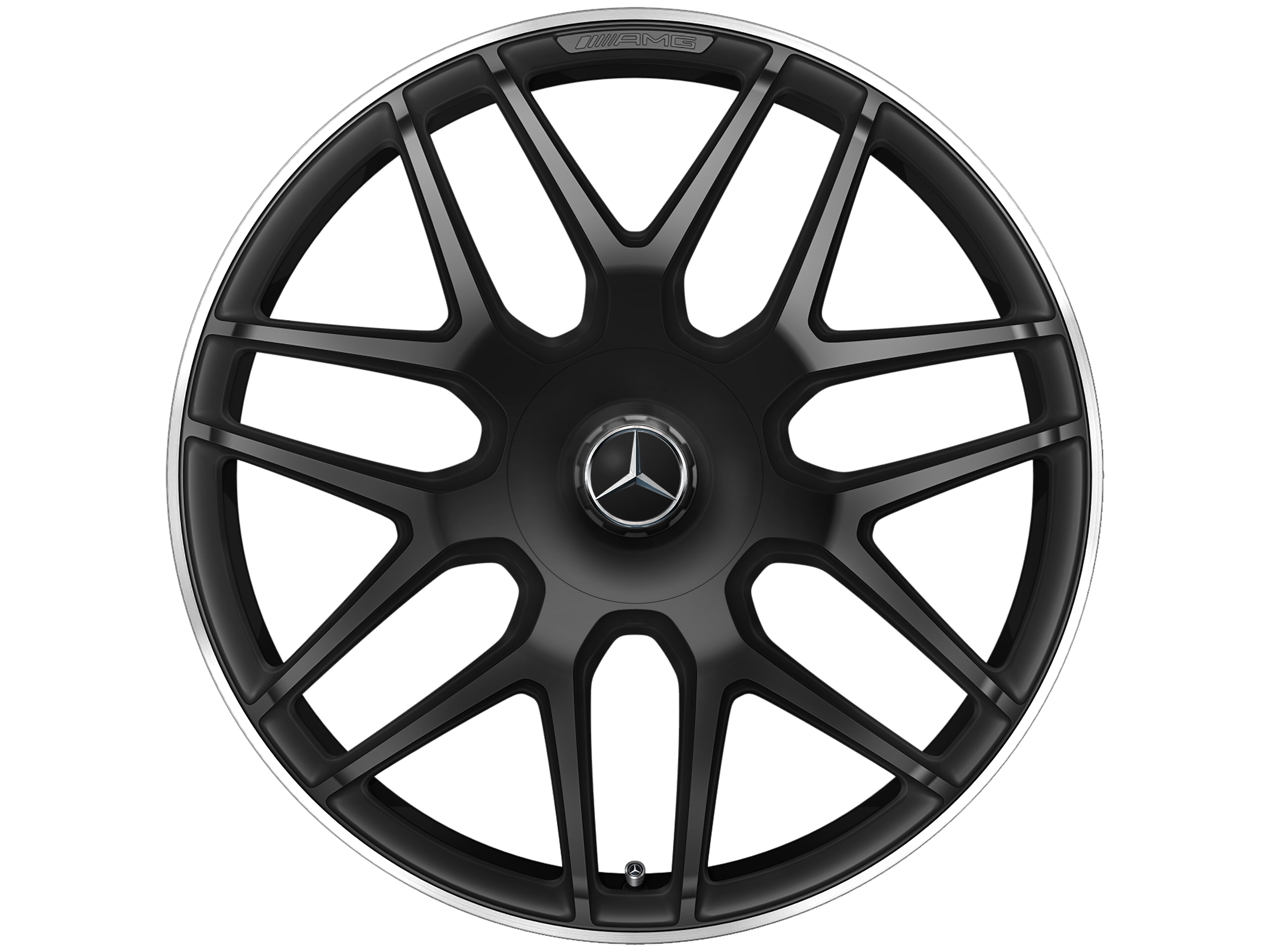 AMG Schmiederad 22 Zoll, 10 J x 22 ET 36, schwarz matt, Felgenhorn glanzgedreht
