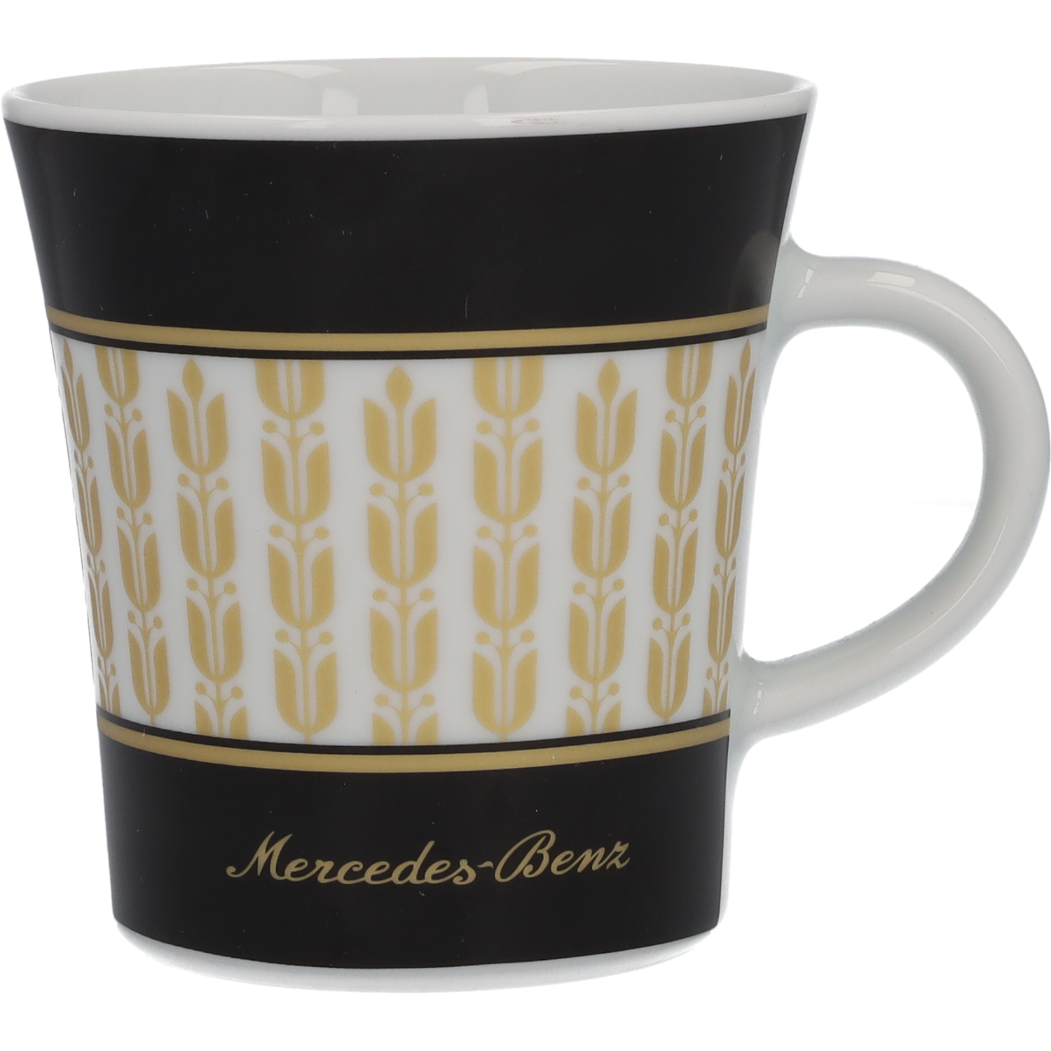 Mercedes-Benz - Kaffeebecher, 300 ml schwarz / weiß / goldfarben, Porzellan, 300 ml
