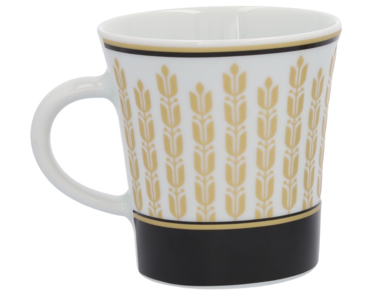 Kaffeebecher, 300 ml schwarz / weiß / goldfarben, Porzellan, 300 ml Kaffeebecher, 300 ml schwarz / weiß / goldfarben, Porzellan, 300 ml