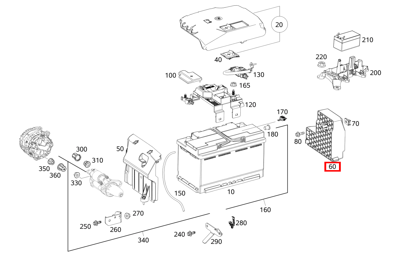 Seitenwand Starterbatterie E 400 4MATIC Cabriolet 238