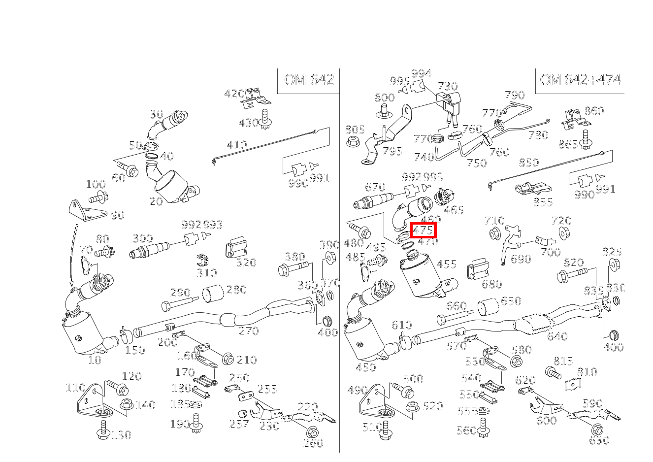 Rohrschelle Abgasanlage ZWISCHEN KATALYSATOR UND PARTIKELFILTER E280CDI SONDERAUFB 211
