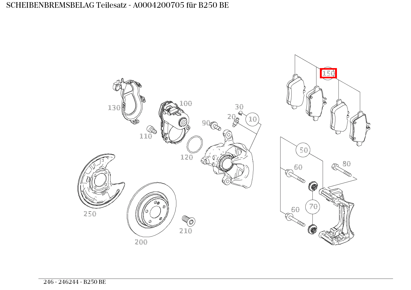 Scheibenbremsbelag Teilesatz B250 BE 246 Scheibenbremsbelag Teilesatz B250 BE 246