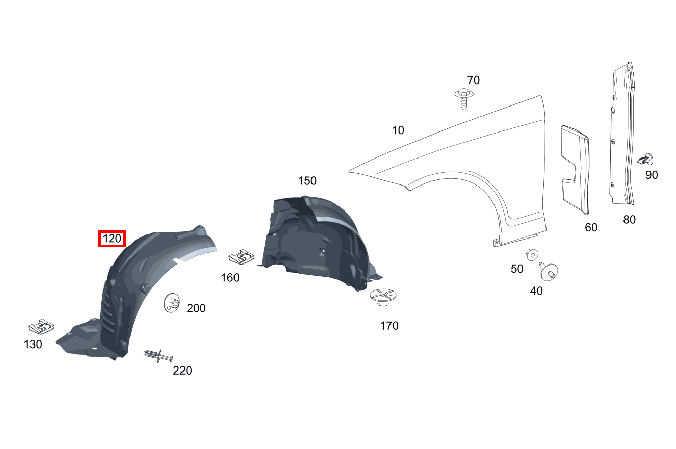 RADLAUFABDECKUNG KOTFLUEGEL RECHTS VORN CLS 250 Shooting Brake BlueTEC 4MATIC 218
