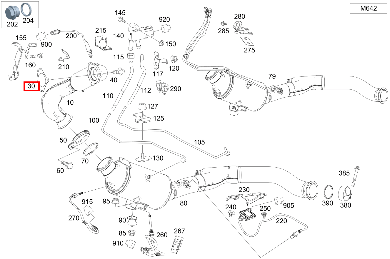 Flanschdichtung Abgaseingangsmodul an Abgasturbolader ML/GLE 350 BT/D 4M 642826 292