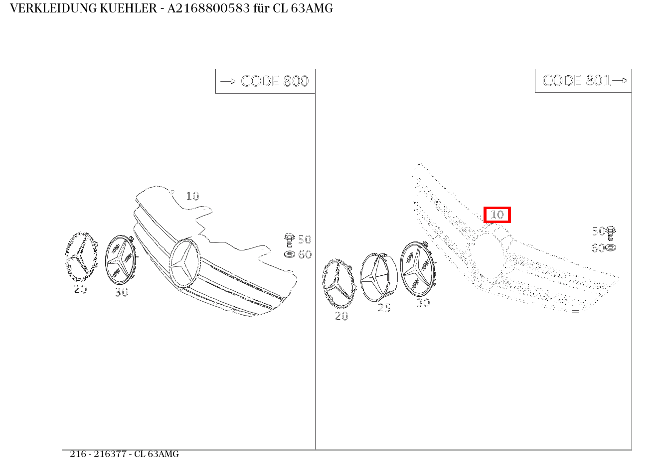 Verkleidung KUEHLER CL 63AMG 216