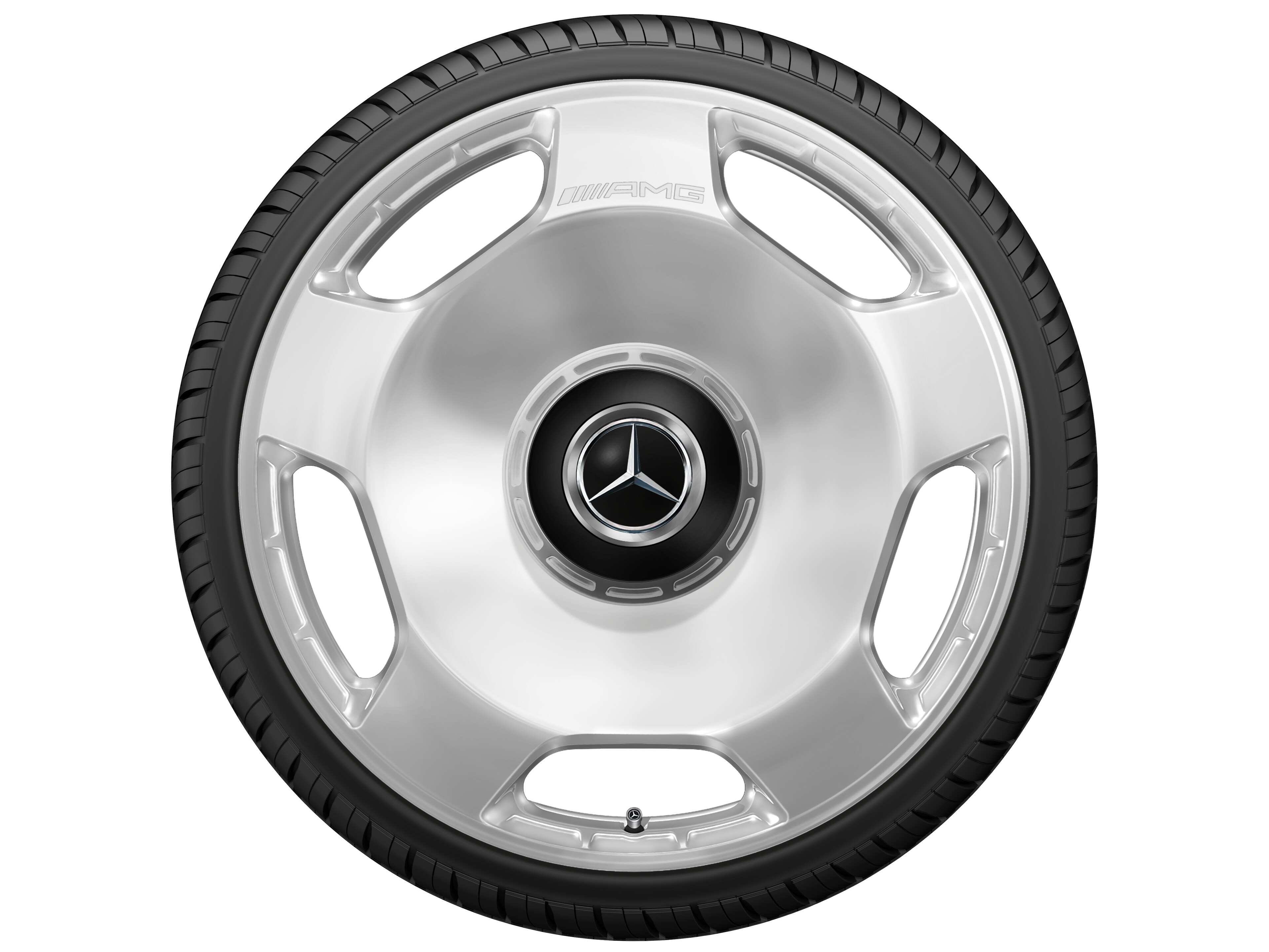 Mercedes-Benz - AMG Schmiederad, 23 Zoll, 10 J x 23 ET 45, silberfarben, hochglanzpoliert