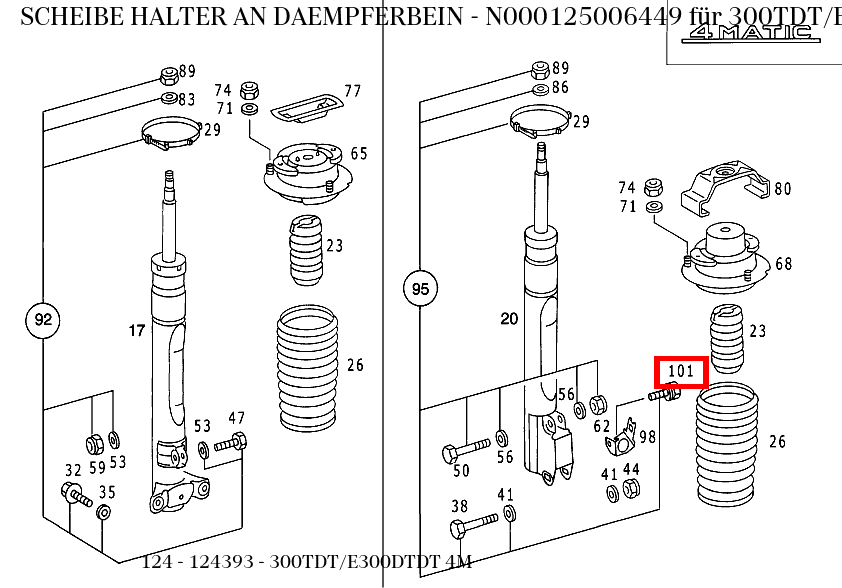 Scheibe HALTER AN DAEMPFERBEIN 300TDT/E300DTDT 4M 124