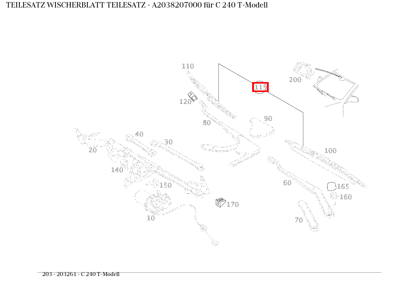 Teilesatz Wischerblatt TEILESATZ C 240 T-Modell 203