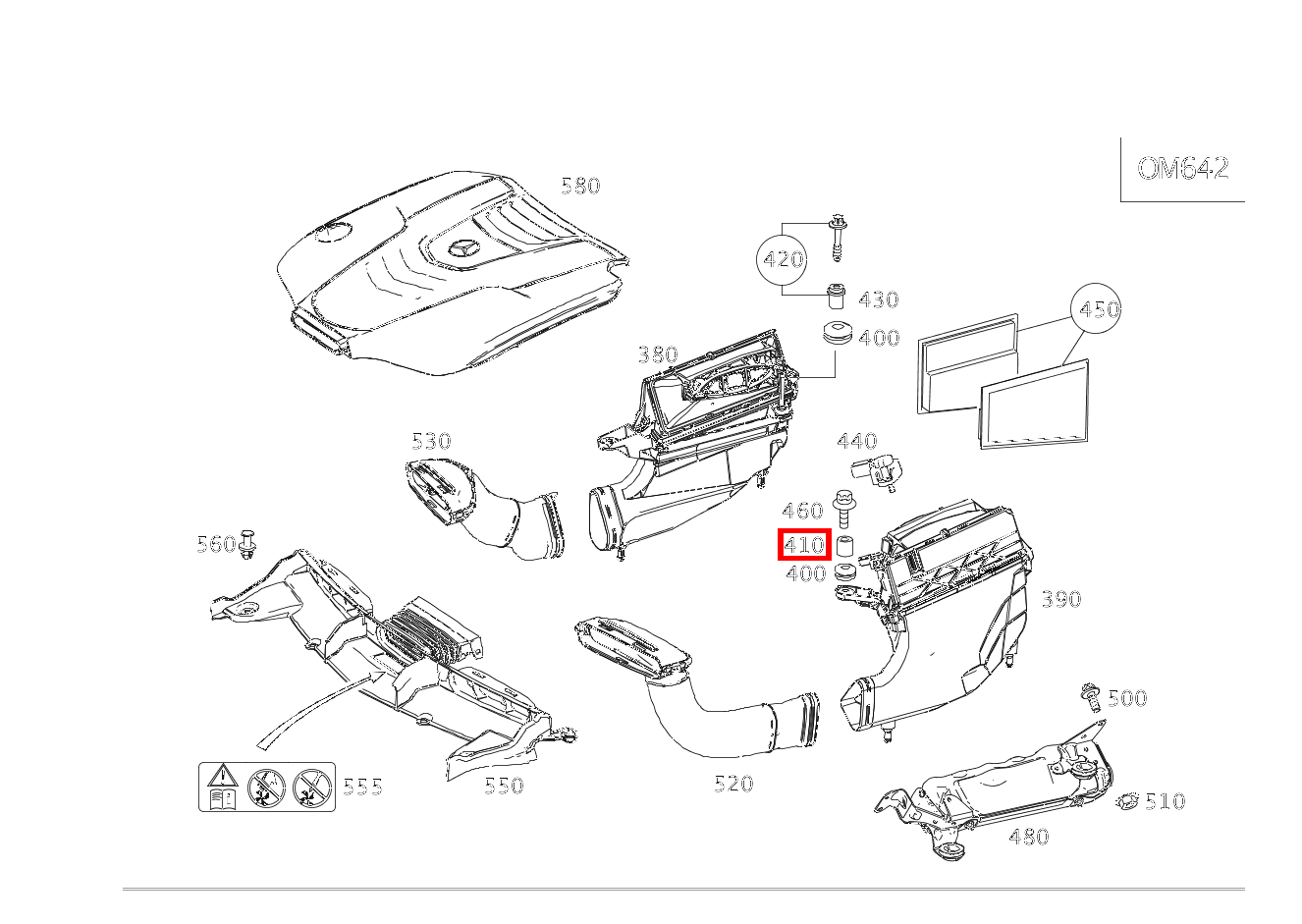 Buchse Befestigung Luftfiltergehäuse vorn, rechts E 350 d 4MATIC Cabriolet 238