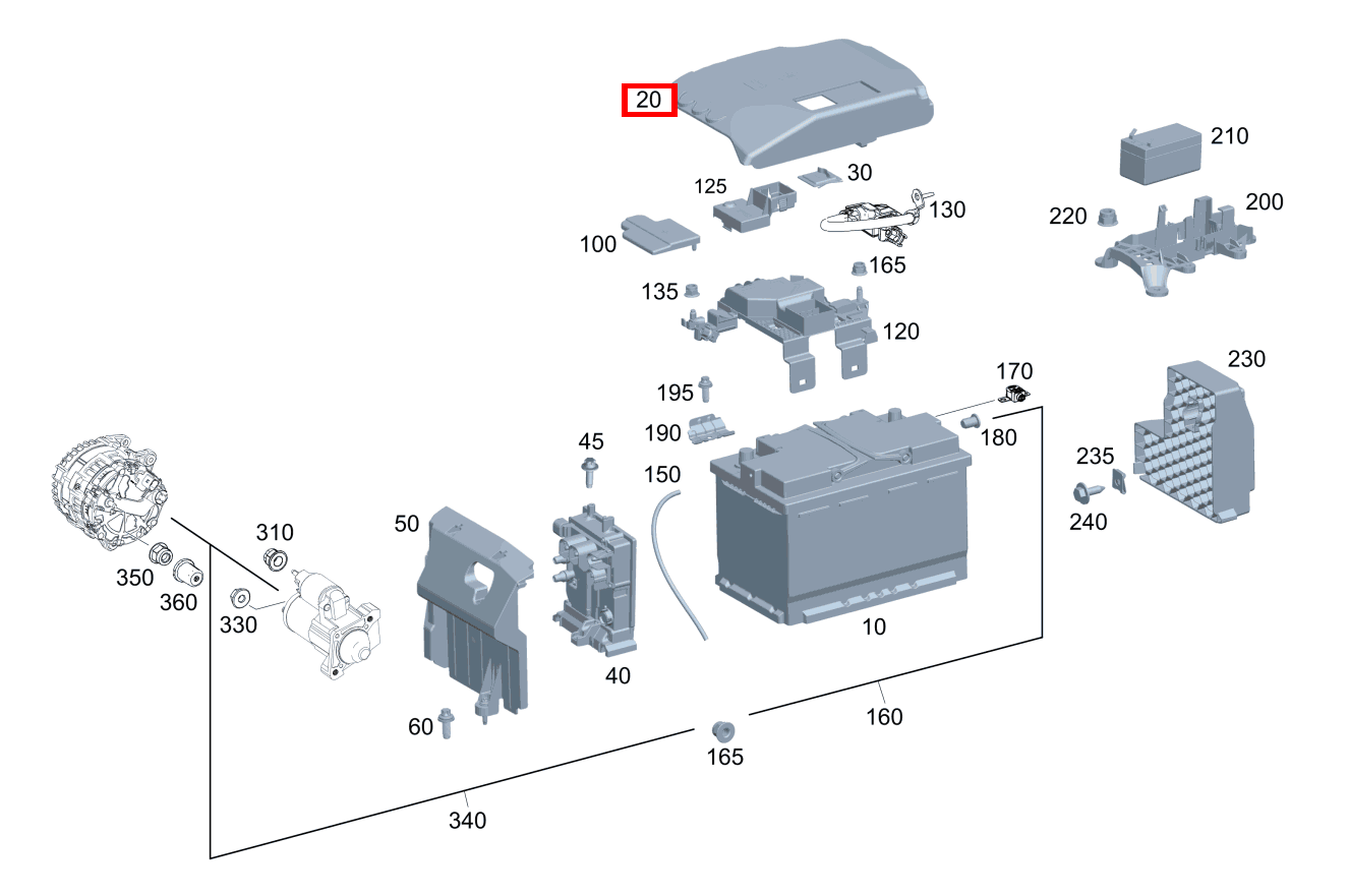 BATTERIEABDECKUNG Starterbatterie B 220 4MATIC 463