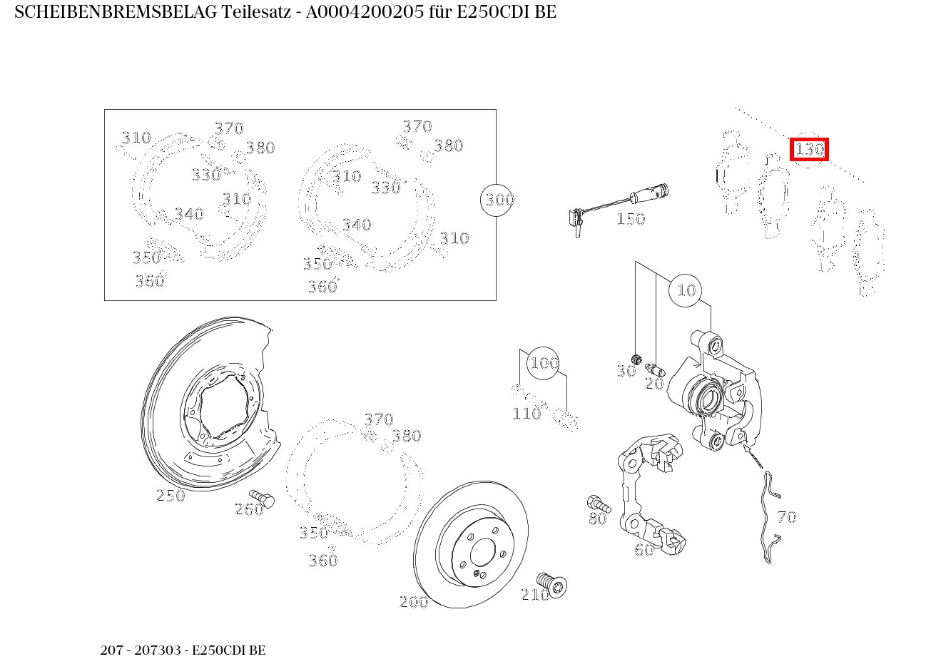 Scheibenbremsbelag Teilesatz E250CDI BE 207