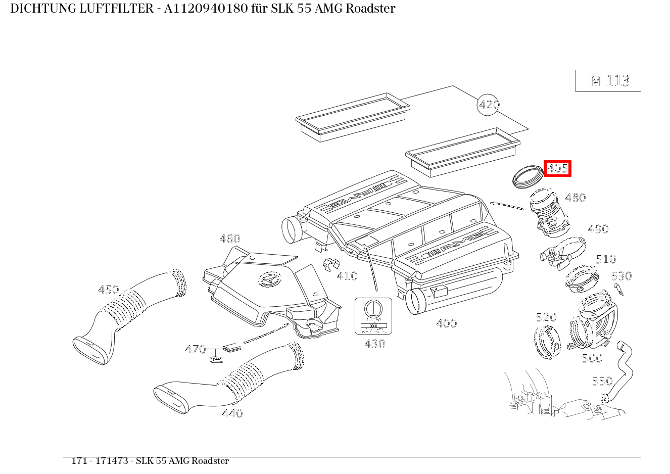 ABDICHTUNG LUFTFILTER SLK 55 AMG Roadster 171