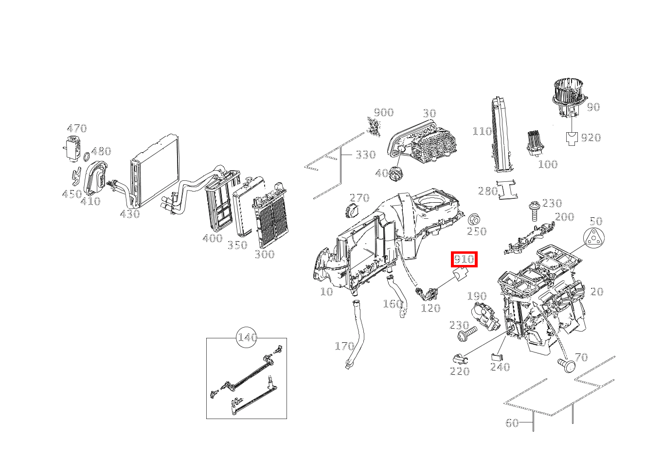 Steckhülsengehäuse TEMPERATURFUEHLER VERDAMPFER B10/6; 2-PIN MQS E 500/550 CABR. 207