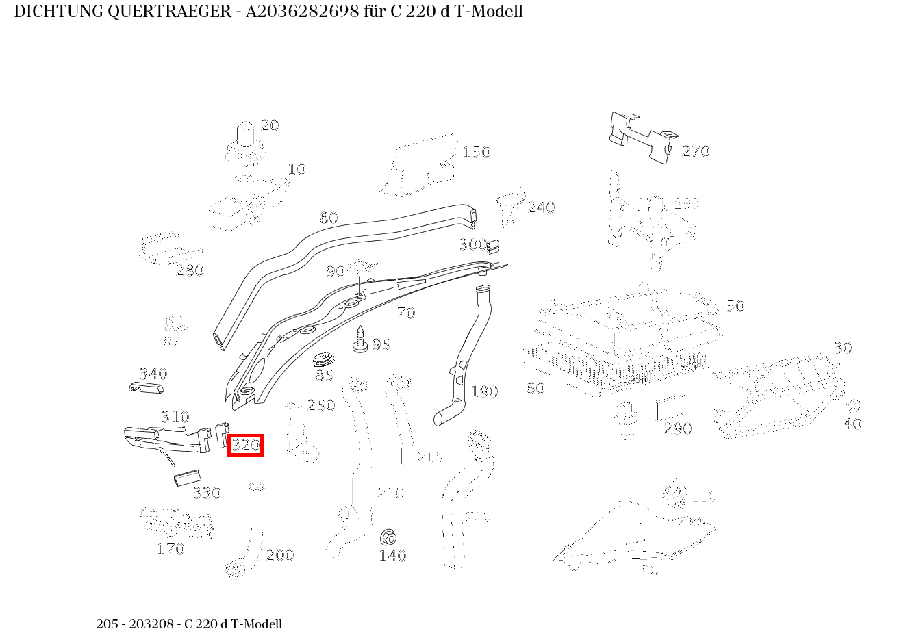 ABDICHTUNG QUERTRAEGER C 220 d T-Modell 205