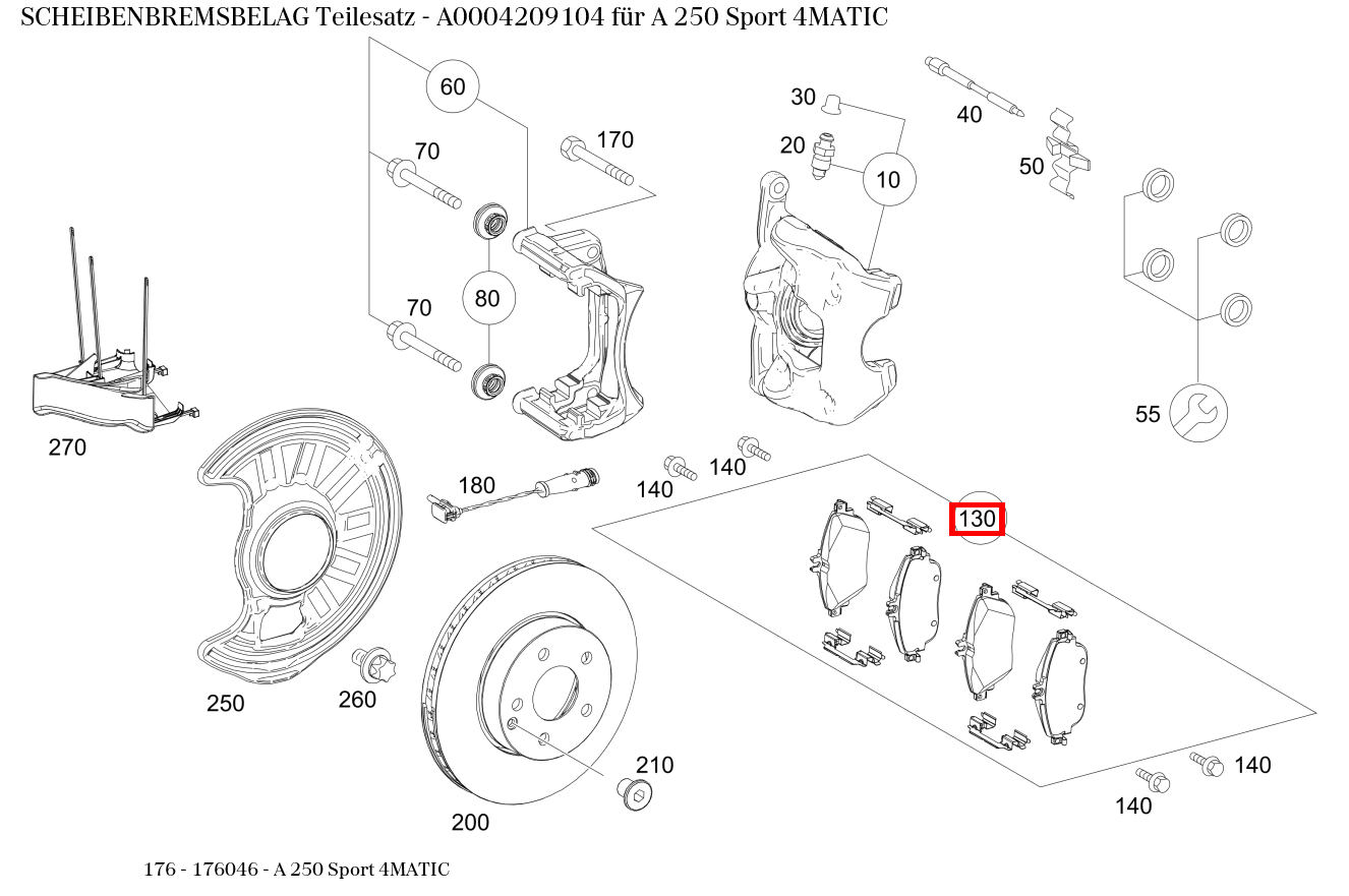 Scheibenbremsbelag Teilesatz A 250 Sport 4MATIC 176